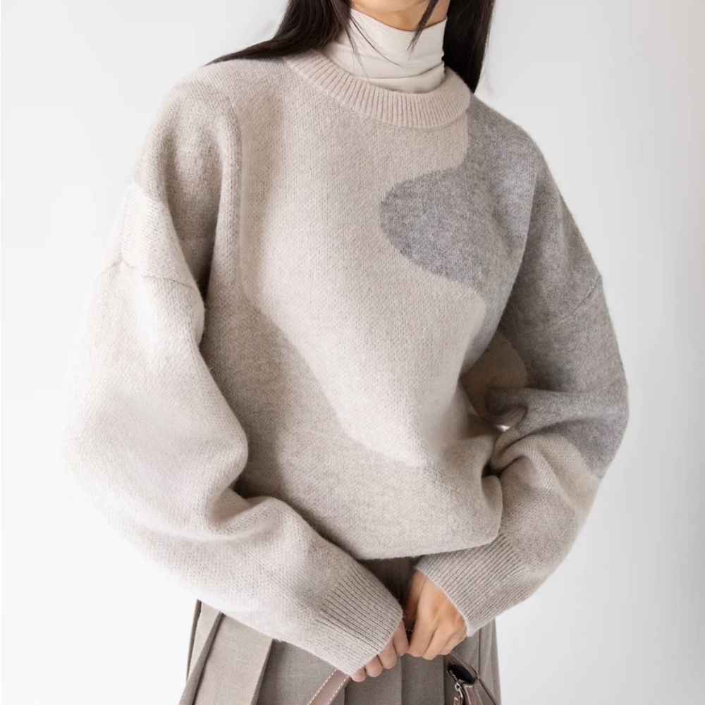 Oak & Fort Chunky Knit Oversized brown and cream Sweater